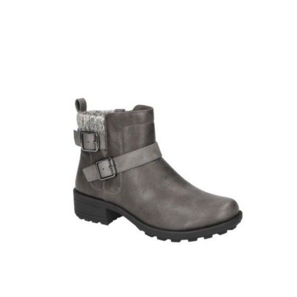 Easy Street Womens 12 WW Grey Kourt Faux Leather Ankle Booties NIB YA5